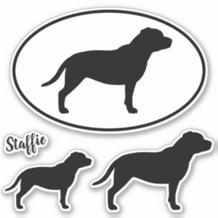 (犬)スタッフォードのブルテリアのシルエットのステッカーセット シール