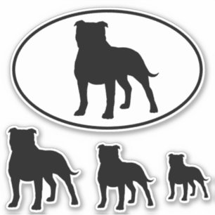 （犬）スタッフォードのブルテリアのシルエットのステッカーセット シール