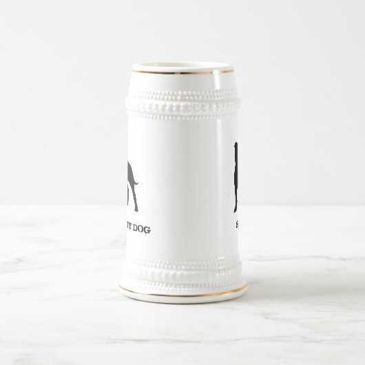 (犬)スタッフォードのブルテリアのシルエットのStaffy犬 ビールジョッキ (中央)