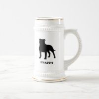 （犬）スタッフォードのブルテリアのシルエットのStaffy犬