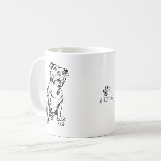 （犬）スタッフォードのブルテリアのマグ コーヒーマグカップ (正面左)