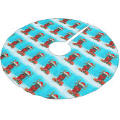 （犬）スタッフォードのブルテリア雪のクリスマス ブラッシュドポリエステルツリースカート (アングル)