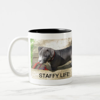 （犬）スタッフォードのブルテリア ツートーンマグカップ