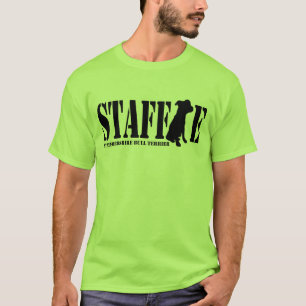 (犬)スタッフォードのブルテリア-子犬のワイシャツ/黒 Tシャツ