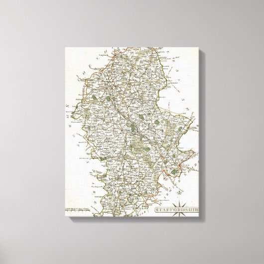 （犬）スタッフォードの地図， 1793 キャンバスプリント (正面)