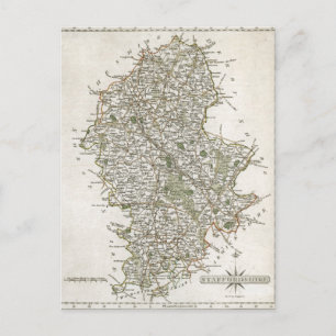 （犬）スタッフォードの地図， 1793 ポストカード