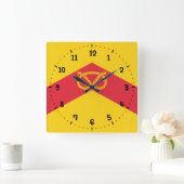 （犬）スタッフォードの正方形の壁時計のフラグ スクエア壁時計 (ホーム)