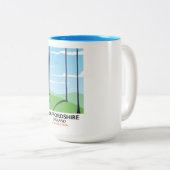 （犬）スタッフォードイギリス列車のポスター ツートーンマグカップ (正面右)