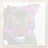 （犬）スタッフォードテリアのカラフルなポップアート ガラスコースター (裏面)