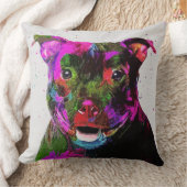 （犬）スタッフォードテリアのカラフルなポップアート クッション (ブランケット)