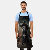 （犬）スタッフォードテリアパンプキンズハロウィンホラー エプロン (着用した状態)