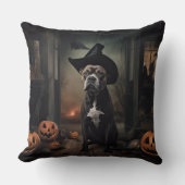 （犬）スタッフォードテリアパンプキンズハロウィンホラー クッション (正面)