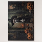 （犬）スタッフォードテリアパンプキンズハロウィンホラー ジグソーパズル (縦)