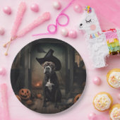 （犬）スタッフォードテリアパンプキンズハロウィンホラー ペーパープレート (パーティー)