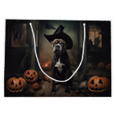 (犬)スタッフォードテリアパンプキンズハロウィンホラー ラージペーパーバッグ (裏面)