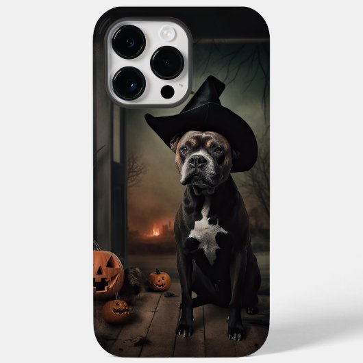 (犬)スタッフォードテリアパンプキンズハロウィンホラー Case-Mate iPhoneケース (裏面)