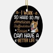 (犬)スタッフォードテリア懸命の作業犬のオーナー セラミックオーナメント (右)