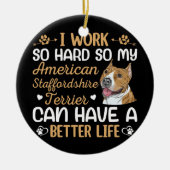 （犬）スタッフォードテリア懸命の作業犬のオーナー セラミックオーナメント (正面)