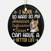 (犬)スタッフォードテリア懸命の作業犬のオーナー セラミックオーナメント (左)
