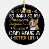 (犬)スタッフォードテリア懸命の作業犬のオーナー セラミックオーナメント (裏面)