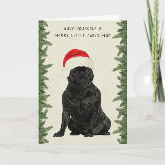 （犬）スタッフォードテリメリーアリトルクリスマス シーズンカード (正面)