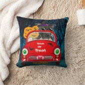 （犬）スタッフォードドッグドライビングカーホラーハロウィーン クッション (ブランケット)