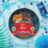 （犬）スタッフォードドッグドライビングカーホラーハロウィーン ペーパープレート (パーティー)