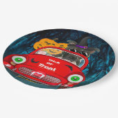 （犬）スタッフォードドッグドライビングカーホラーハロウィーン ペーパープレート (アングル)