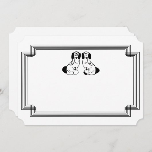 (犬)スタッフォードドッグノートカードと固定 招待状 (正面/裏面)