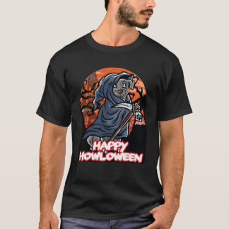 （犬）スタッフォードハッピーハローウィン衣装の死神 Tシャツ