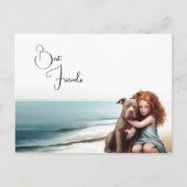 （犬）スタッフォードピットブル&ガールキープサクハガードアート ポストカード (正面)