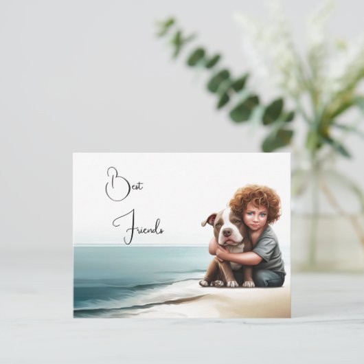 (犬)スタッフォードピットブル&ボーイキープサクハガードアート ポストカード (スタンド正面)