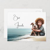 (犬)スタッフォードピットブル&ボーイキープサクハガードアート ポストカード (正面/裏面)