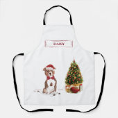 (犬)スタッフォードブルテリアおもしろいクリスマスドッグ エプロン (正面)