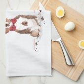 (犬)スタッフォードブルテリアおもしろいクリスマスドッグ キッチンタオル (四つ折り)