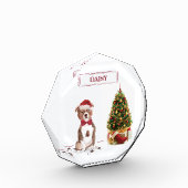 (犬)スタッフォードブルテリアおもしろいクリスマスドッグ フォトブロック (左)