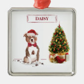（犬）スタッフォードブルテリアおもしろいクリスマスドッグ メタルオーナメント (正面)