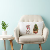 (犬)スタッフォードブルテリアおもしろいクリスマスドッグ ランバークッション (椅子)