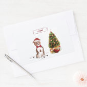 (犬)スタッフォードブルテリアおもしろいクリスマスドッグ 長方形シール (封筒)