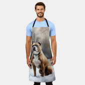 (犬)スタッフォードブルテリアそれを雪のクリスマスに任せる エプロン (着用した状態)