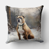 (犬)スタッフォードブルテリアそれを雪のクリスマスに任せる クッション (裏面)