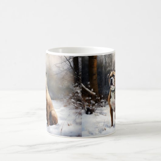 (犬)スタッフォードブルテリアそれを雪のクリスマスに任せる コーヒーマグカップ (中央)