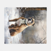 (犬)スタッフォードブルテリアそれを雪のクリスマスに任せる フリースブランケット (正面(横))