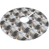 (犬)スタッフォードブルテリアそれを雪のクリスマスに任せる ブラッシュドポリエステルツリースカート (アングル)