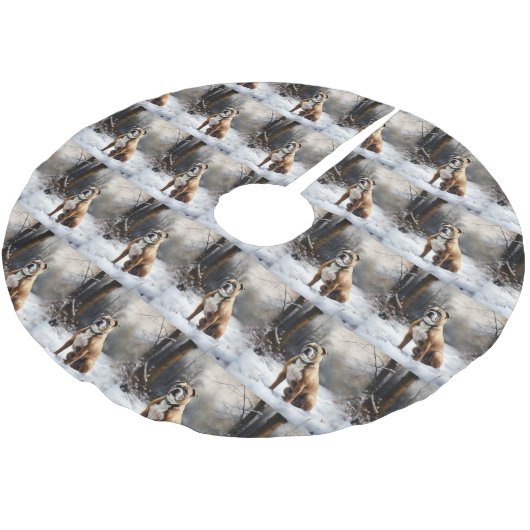 (犬)スタッフォードブルテリアそれを雪のクリスマスに任せる ブラッシュドポリエステルツリースカート (アングル)