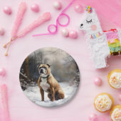 （犬）スタッフォードブルテリアそれを雪のクリスマスに任せる ペーパープレート (パーティー)