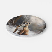 （犬）スタッフォードブルテリアそれを雪のクリスマスに任せる ペーパープレート (アングル)