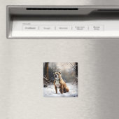 （犬）スタッフォードブルテリアそれを雪のクリスマスに任せる マグネット (インサイチュ (食洗機))
