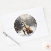 （犬）スタッフォードブルテリアそれを雪のクリスマスに任せる ラウンドシール (封筒)