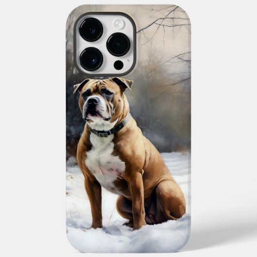 (犬)スタッフォードブルテリアそれを雪のクリスマスに任せる Case-Mate iPhoneケース (裏面)